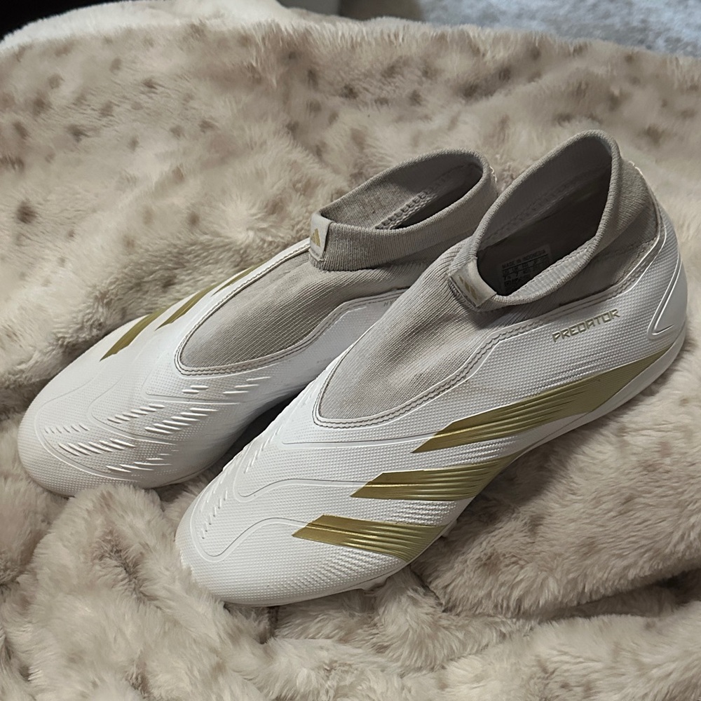 Adidas Predator White and Gold Cleats